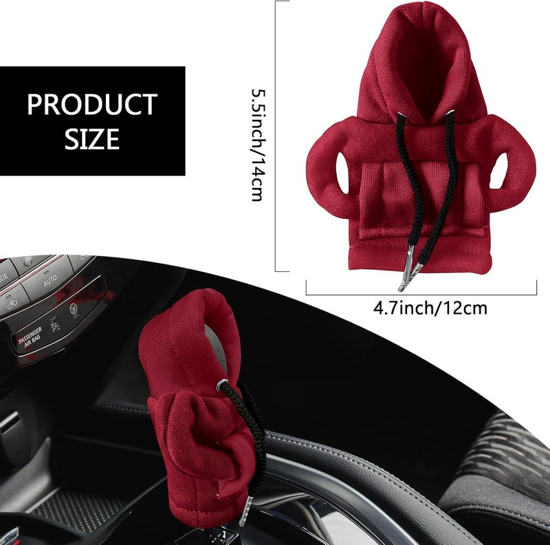 vvag Gear Shift Hoodie,Universal Shift Knob Hoodie, 4.7 Inch Car Shifter Stick Protector Decoration, Funny Hoodie Car Gear Shift Cover (Red + Black) - Image 2